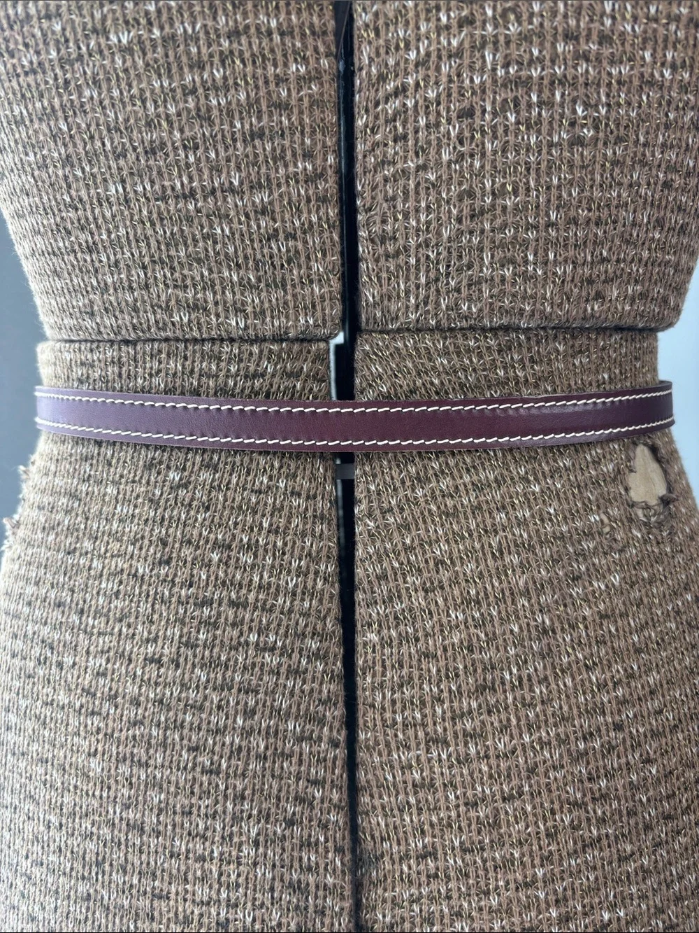 VTG 1983 Calderon Brown Leather Belt with Gold-Tone Sculpted Buckle